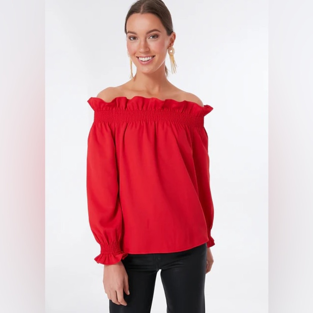 NWOT Tuckernuck Red Off the Shoulder Marguerite Blouse Women’s Size XS
